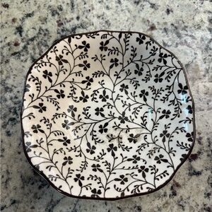 Vintage Laura Ashley Brown and White Floral Cereal Bowl